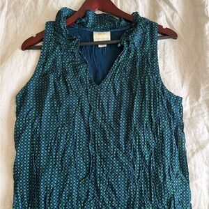 Anthropologie Teal and Navy Sleeveless Blouse